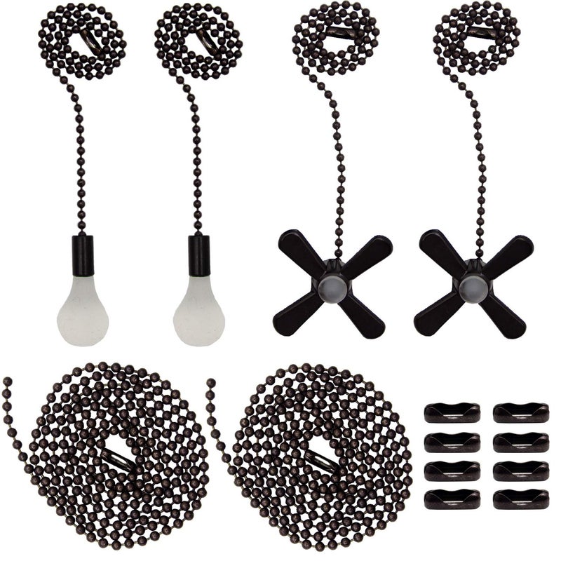 Iceyyyy Ceiling Fan Pull Chains Set Including 4Pcs Beaded Ball Fan Pull Chain Pendant, Extra 8Pcs Beaded and Pull Loop Connectors, 2Pcs 35.4 inches Fan Pull Chain Extension â€¦ - Image 1